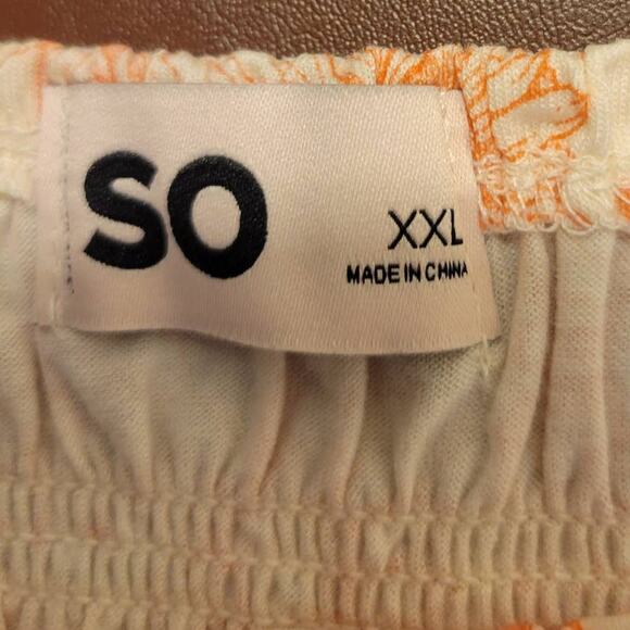 NEW SO 90s Cami Slip Top Peach Floral Print Ruffle Smocked Junior's Size 2XL - Picture 3 of 10